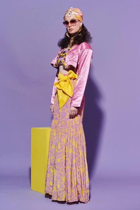 Amoeba Bralette, Embroidered Belt & Lavender Jacket Set image 1