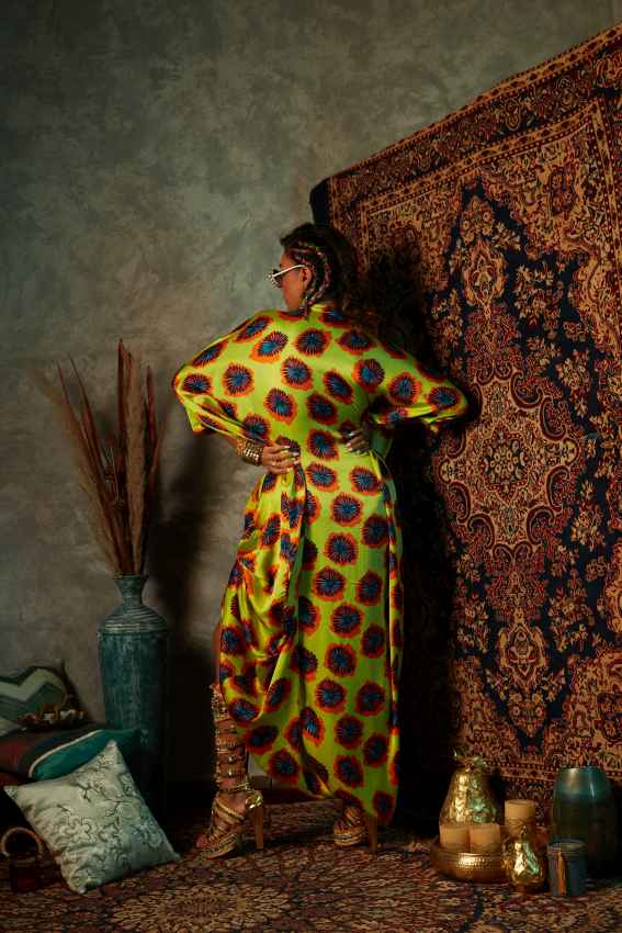 Lime Blotch Drawstring Kaftan image 1