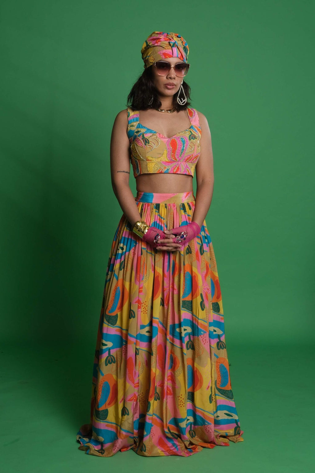 Croissant Embroidered Lehenga and Blouse image 0