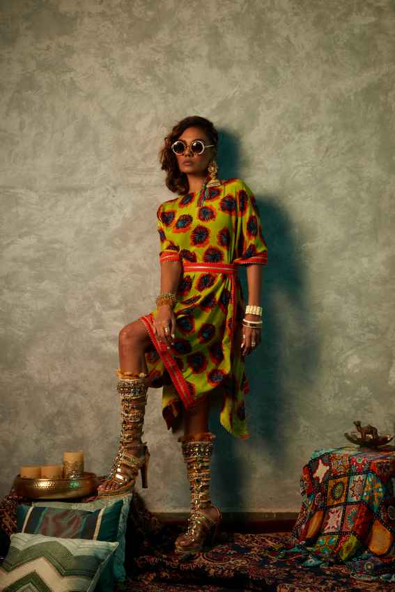 Lime Blotch Short Kaftan image 2