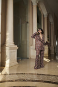 Brown Net Pant Suit – Fluid Power with a Sheer Statement image 0