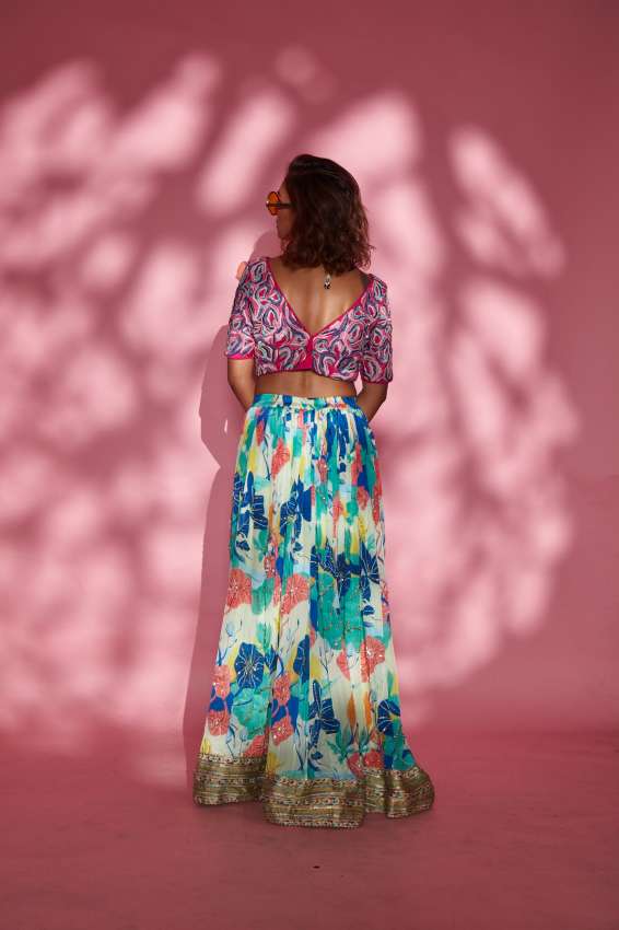 Pink purple floral blouse image 1