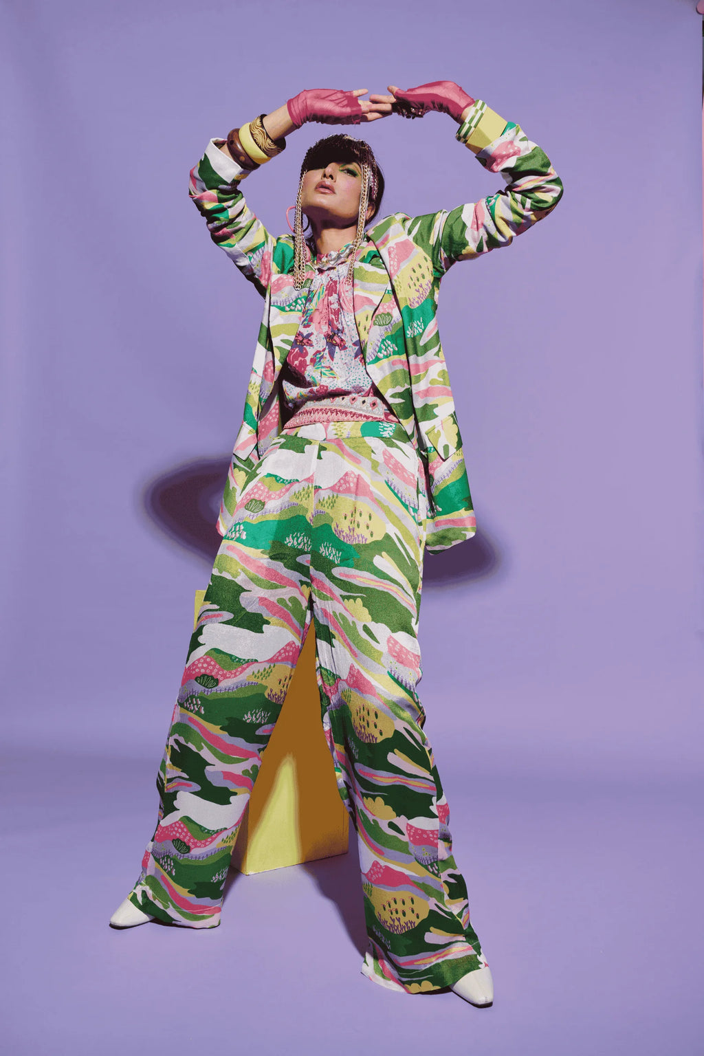 Butterfly Embroidered Top & Scenic Blazer Set image 0