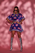 Purple lotus kaftaan dress with belt image 0