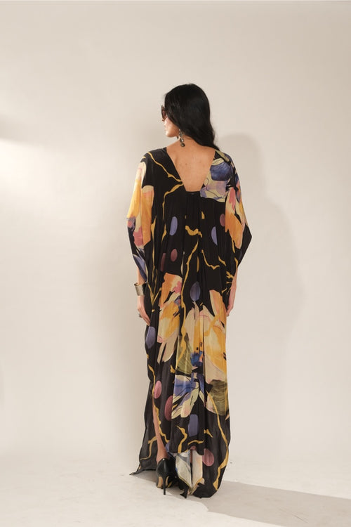 Black Flower Emb Kaftan