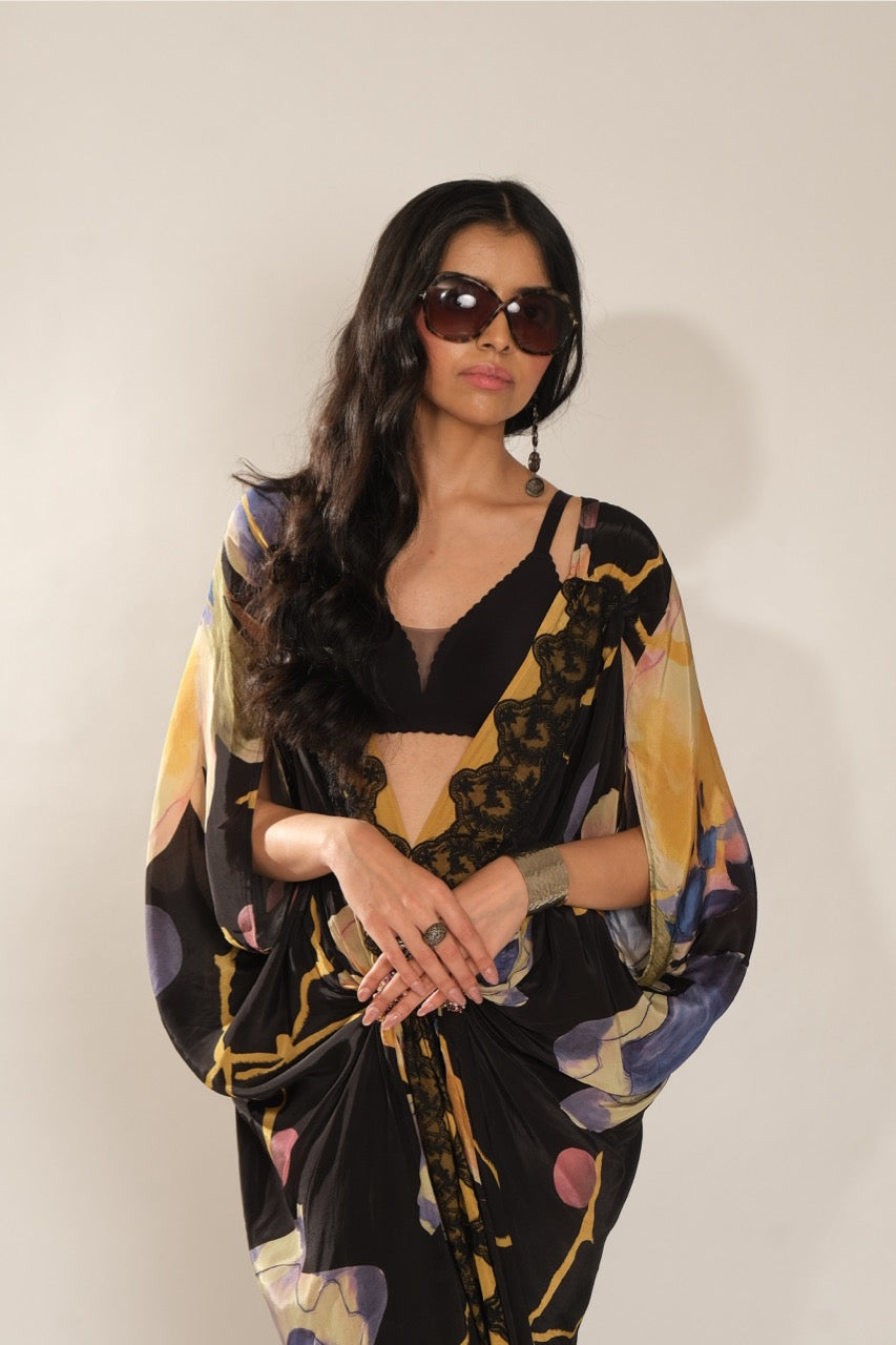 Black Flower Emb Kaftan