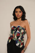 Blue And White Floral Corset
