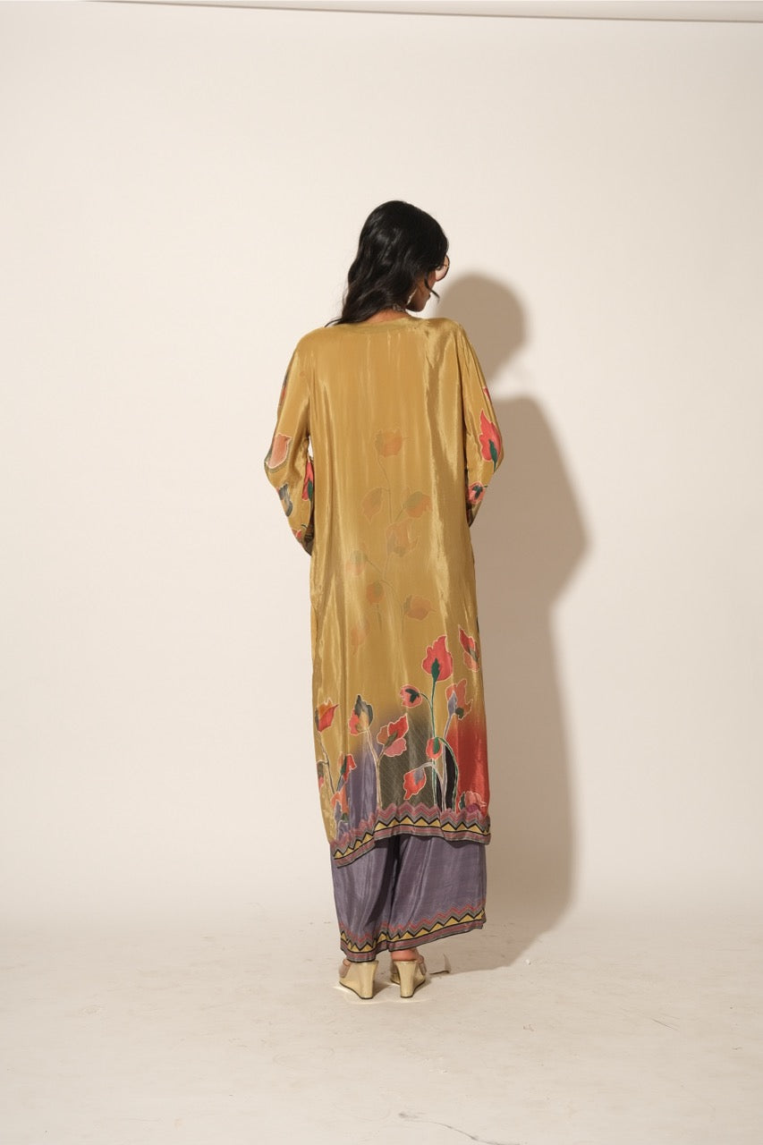 Mustered Floral Emb Kurta