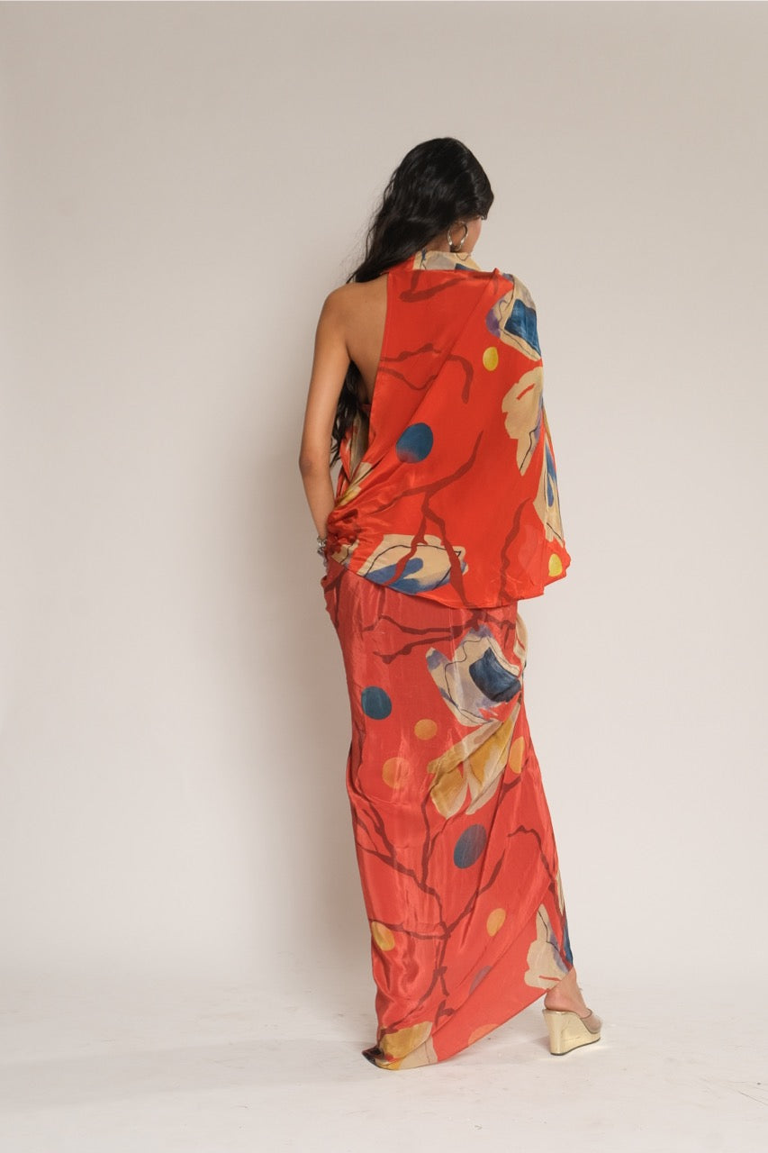 Red Floral Sarong Skirt