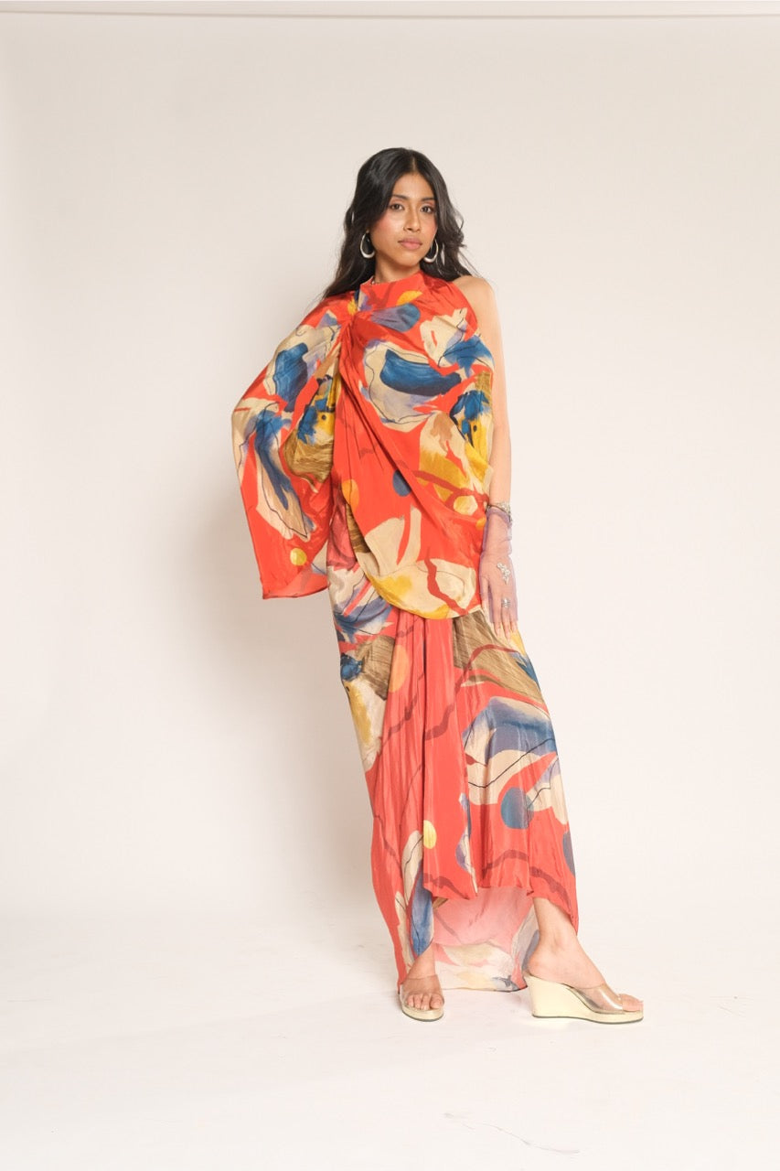 Red Floral Sarong Skirt