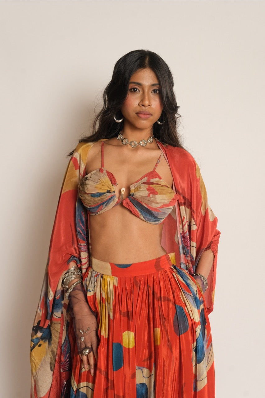 Red Floral Emb Applicant Bralette