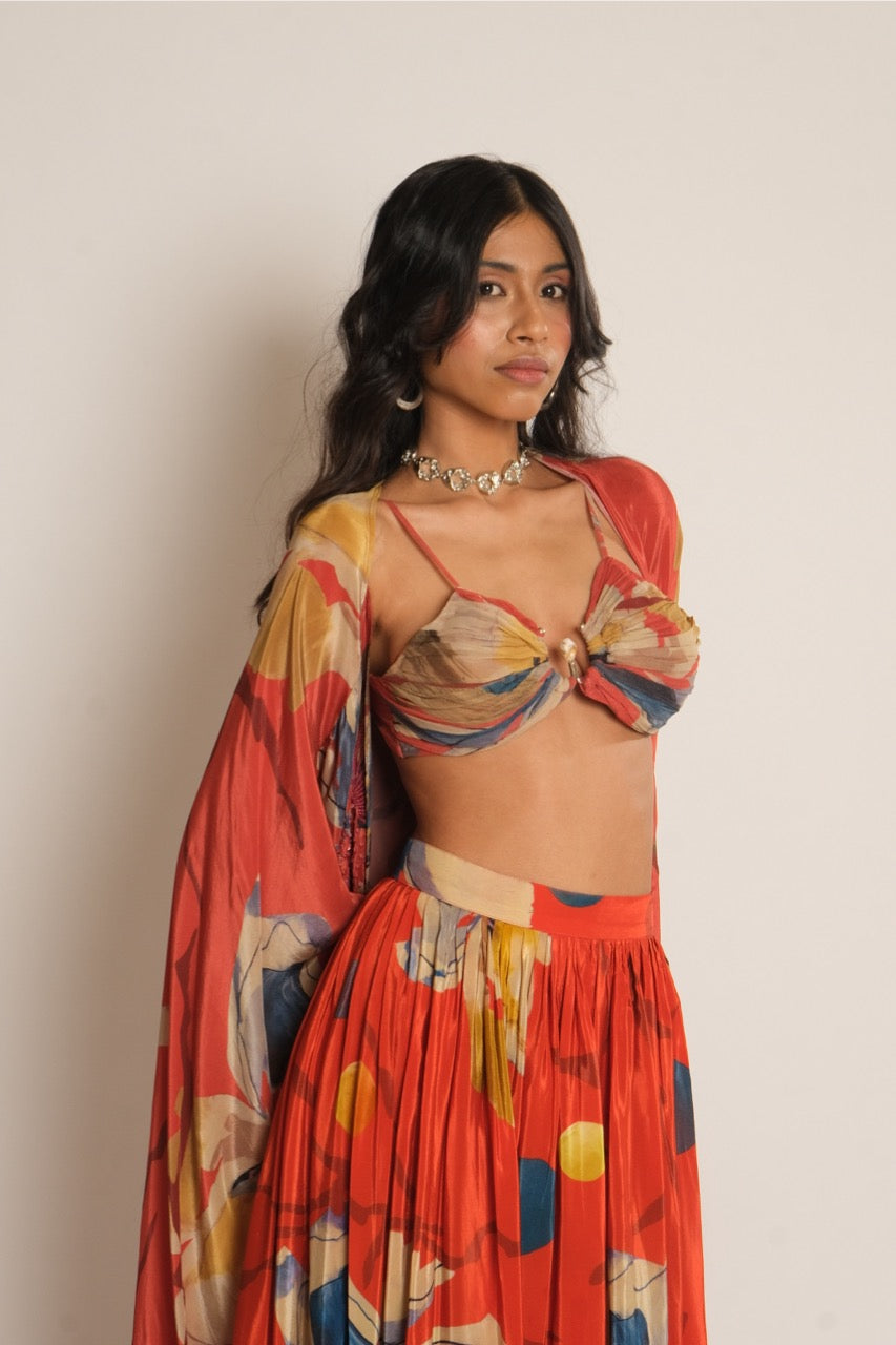 Red Floral Emb Applicant Bralette