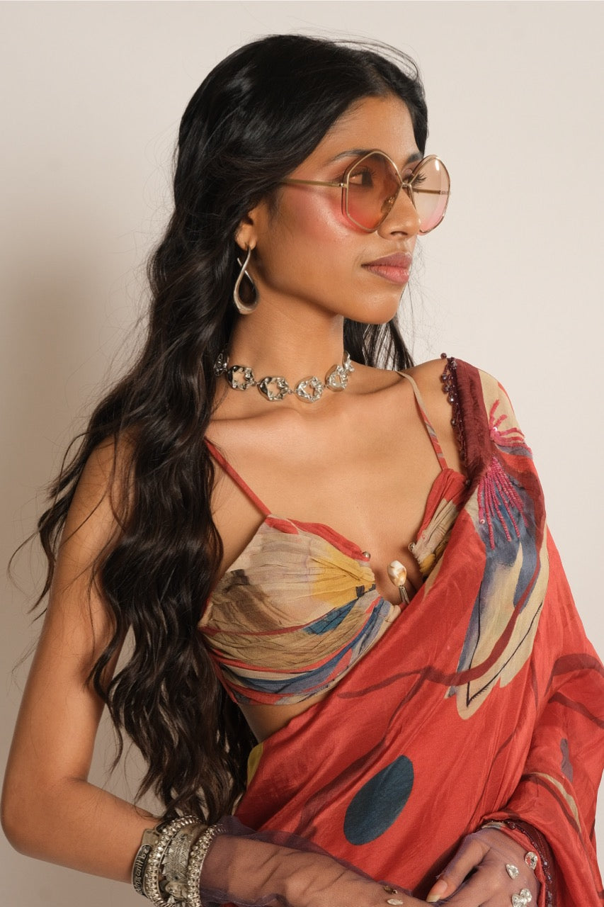 Red Floral Emb Applicant Bralette