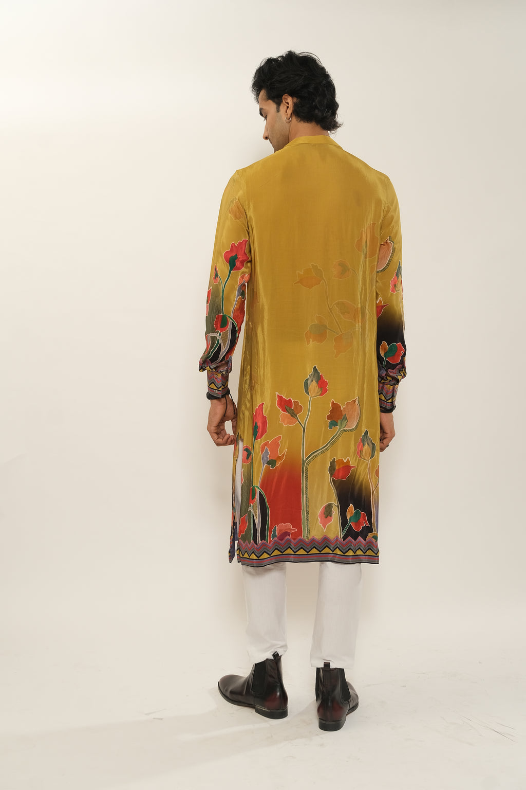YELLOW VISCOSE CREPE KURTA