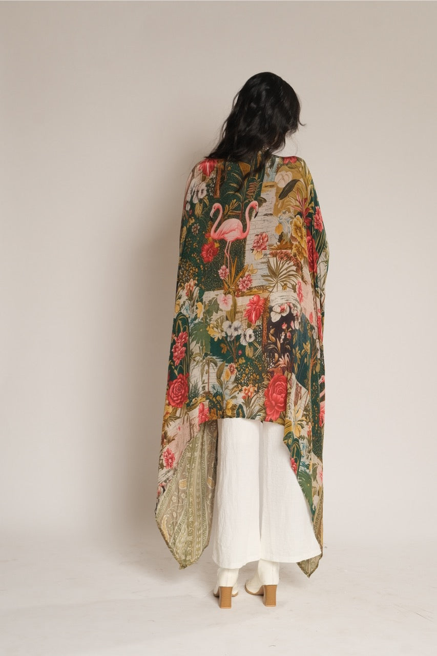 Flamingo Kaftan Tunic With Belt