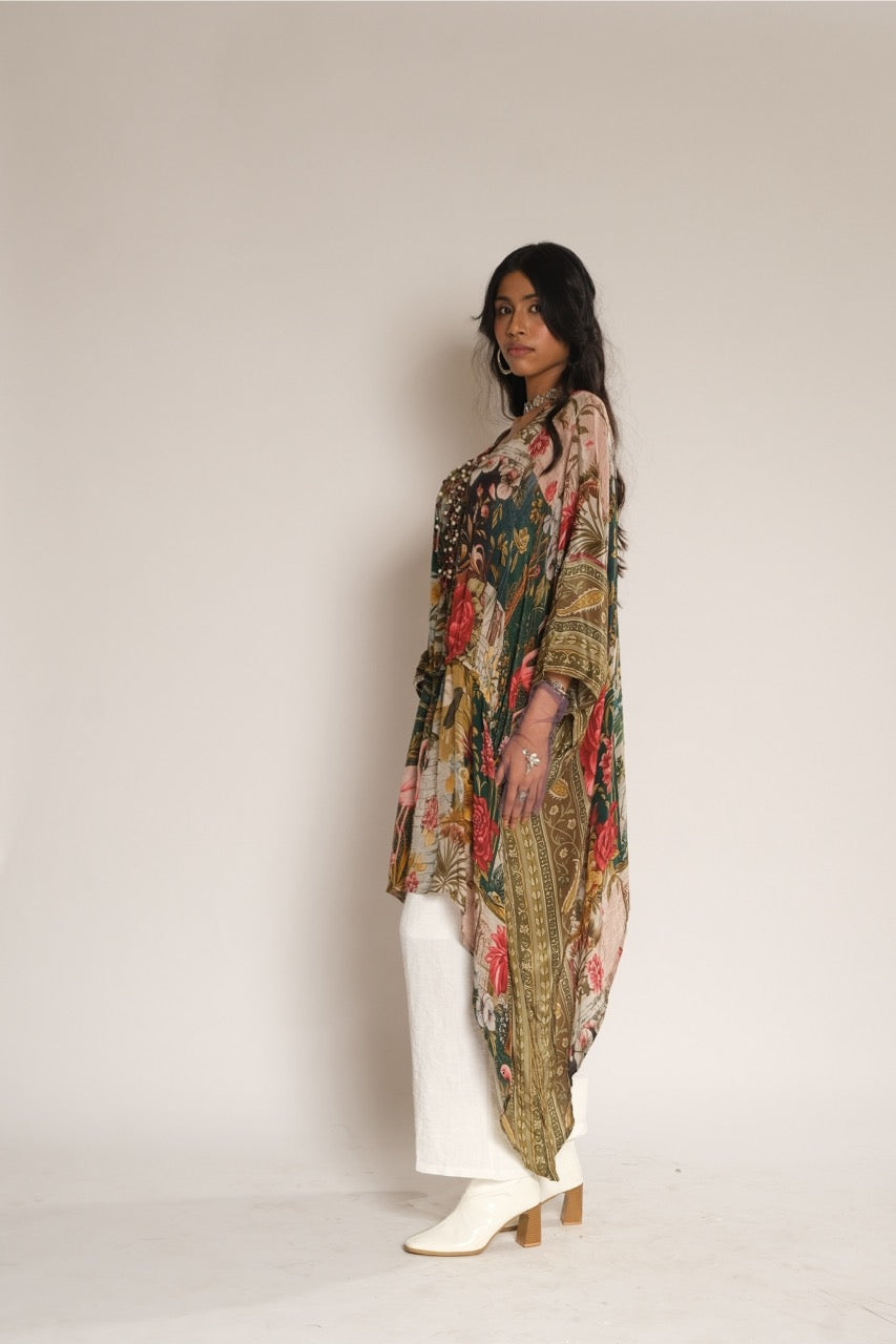 Flamingo Kaftan Tunic With Belt