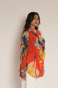 Floral Printed Drape Top(W/Emb)