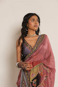Magenta Sequin Pre-Draped Saree