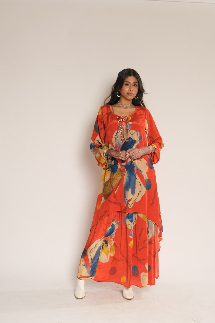 Red Floral Kurta(New) Kunal Sent
