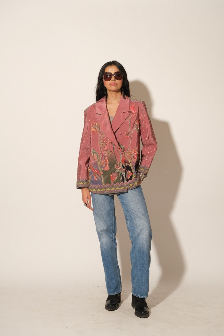 Onion Pink Emb Blazer