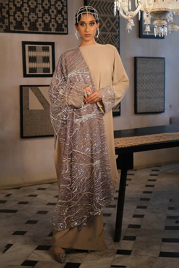 Nude Kurta with Embroidery on cuff