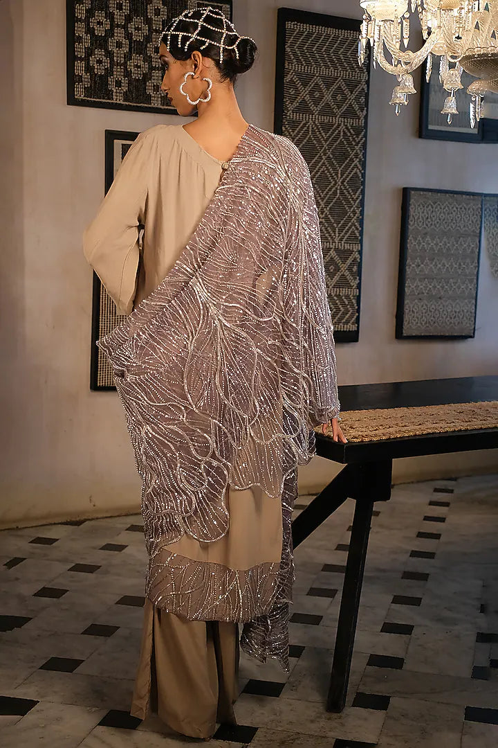Nude Kurta with Embroidery on cuff