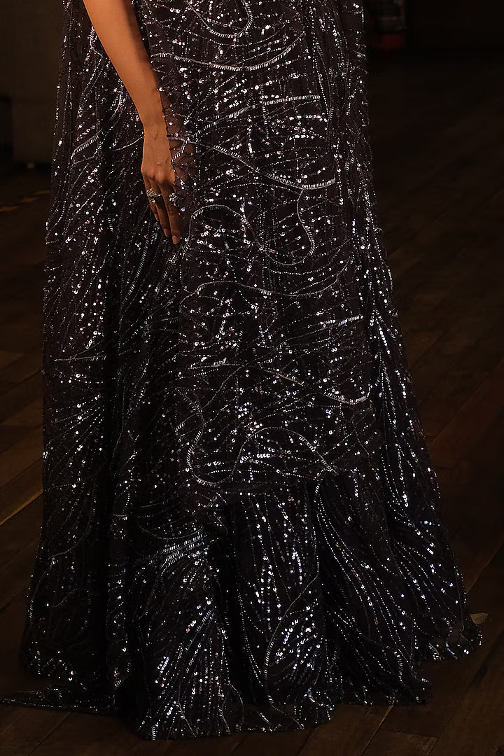 Purple Embroidery Lehenga