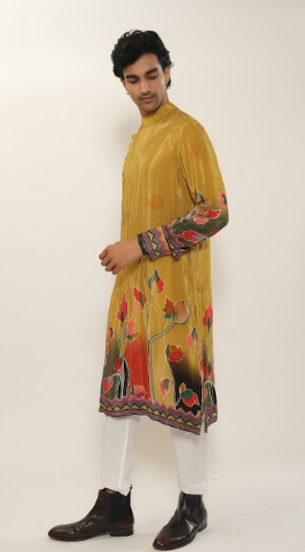 YELLOW VISCOSE CREPE KURTA