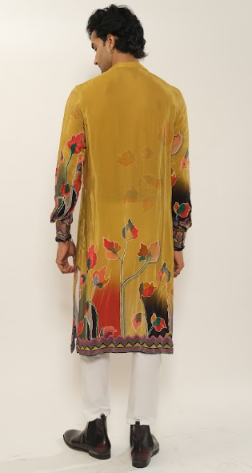 YELLOW VISCOSE CREPE KURTA