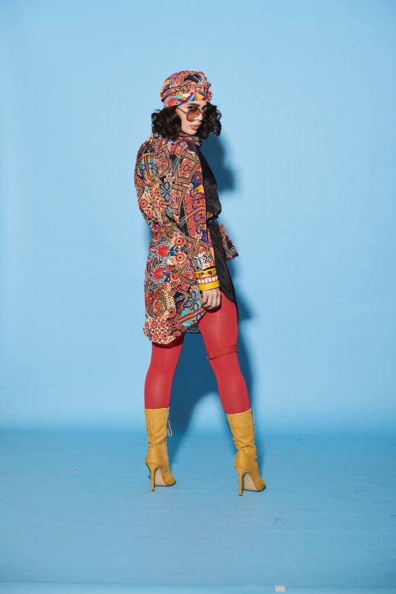 Color Blocked Shirt Dress in Multi Color image 1