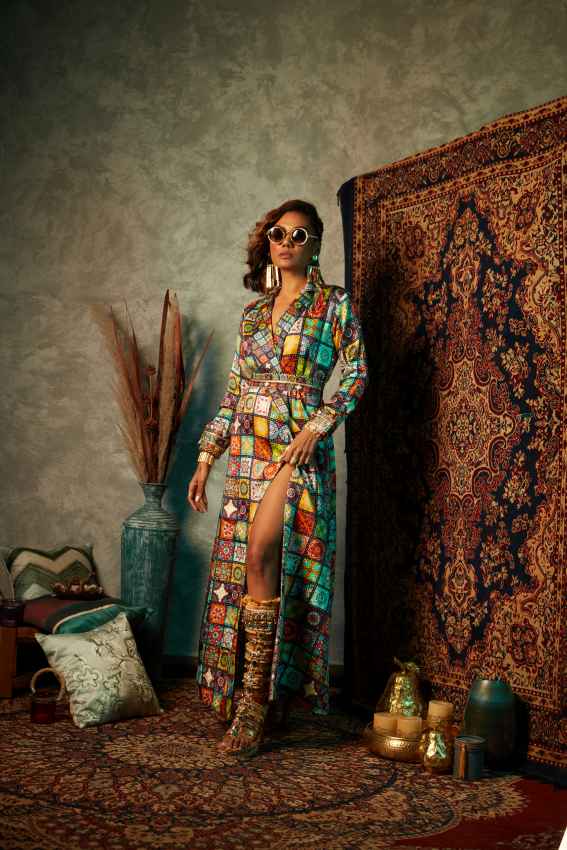 Big Tile &amp; Small Tile Blazer Maxi Dress image 1