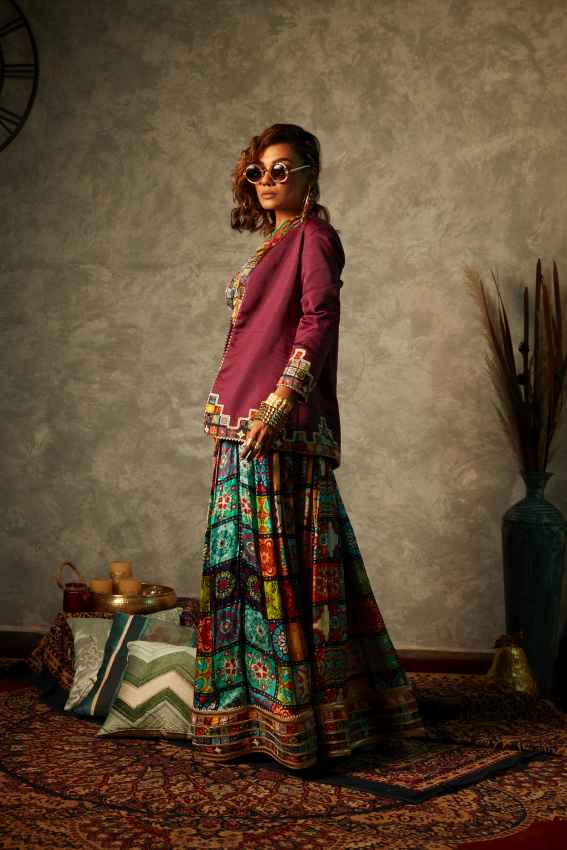 Purple Jacket with Tile Print Border image 1