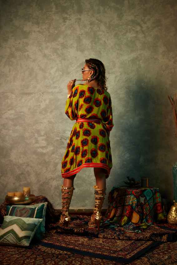 Lime Blotch Short Kaftan image 1