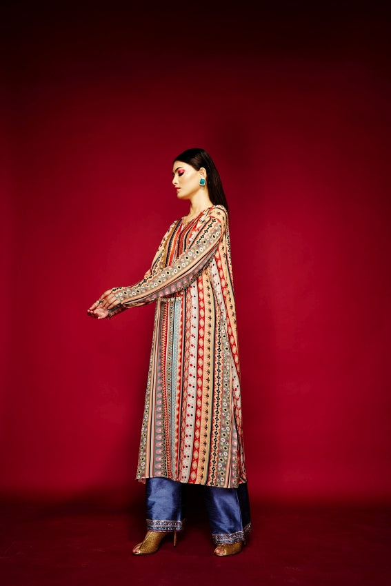 Tribal Border Kurta With Yoke image 2
