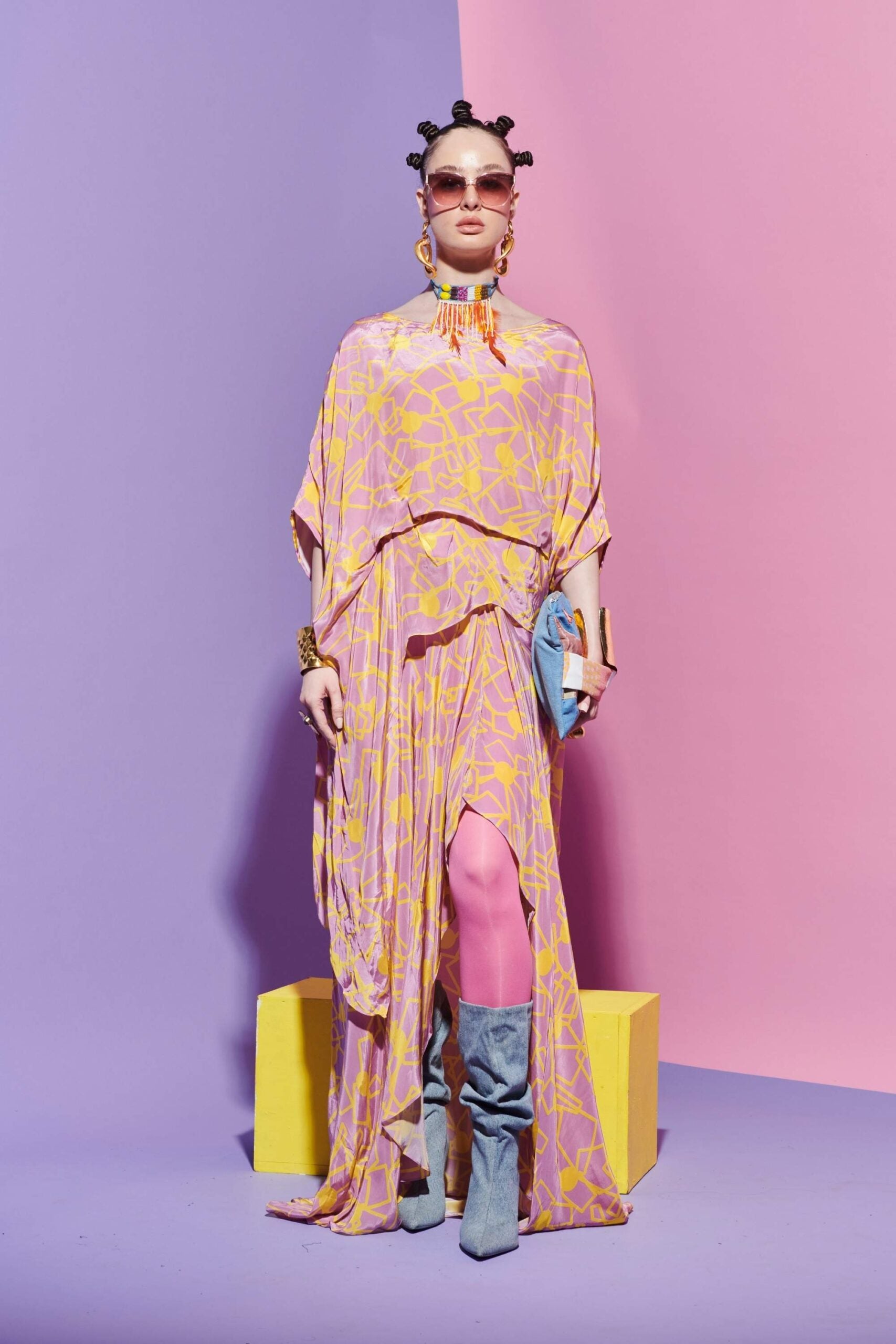 Fan Print Co-ord Set – Tucked-In Middle Top + Sarong Skirt image 0