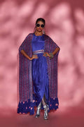Purple lotus and border print frill cape image 0