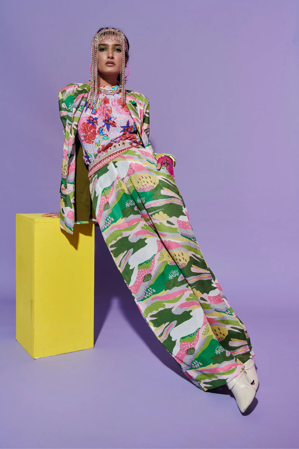 Butterfly Embroidered Top & Scenic Blazer Set image 1