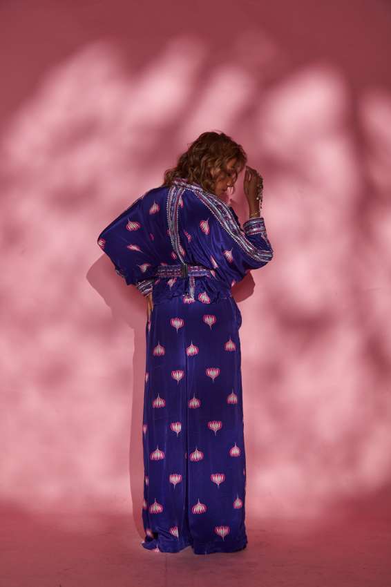 Purple lotus print full sleeve oversized shirt image 1