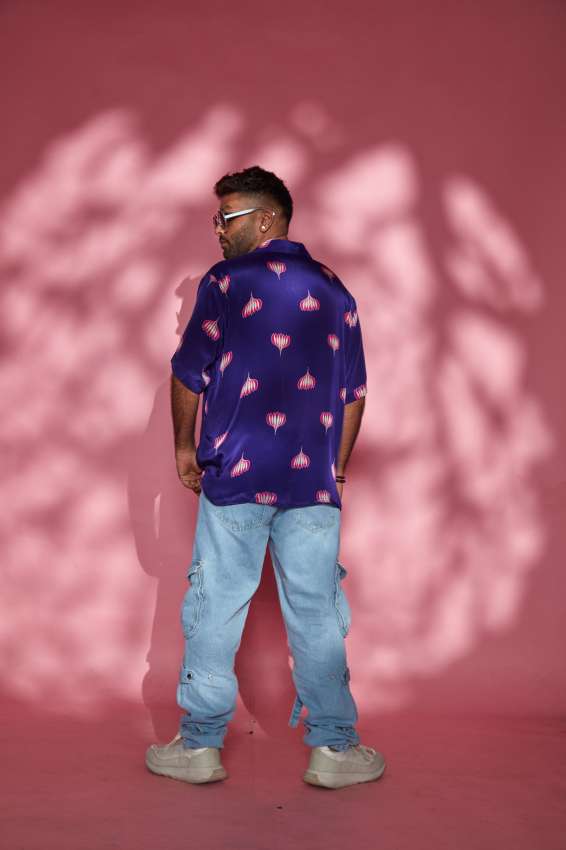 Purple lotus print shirt image 1