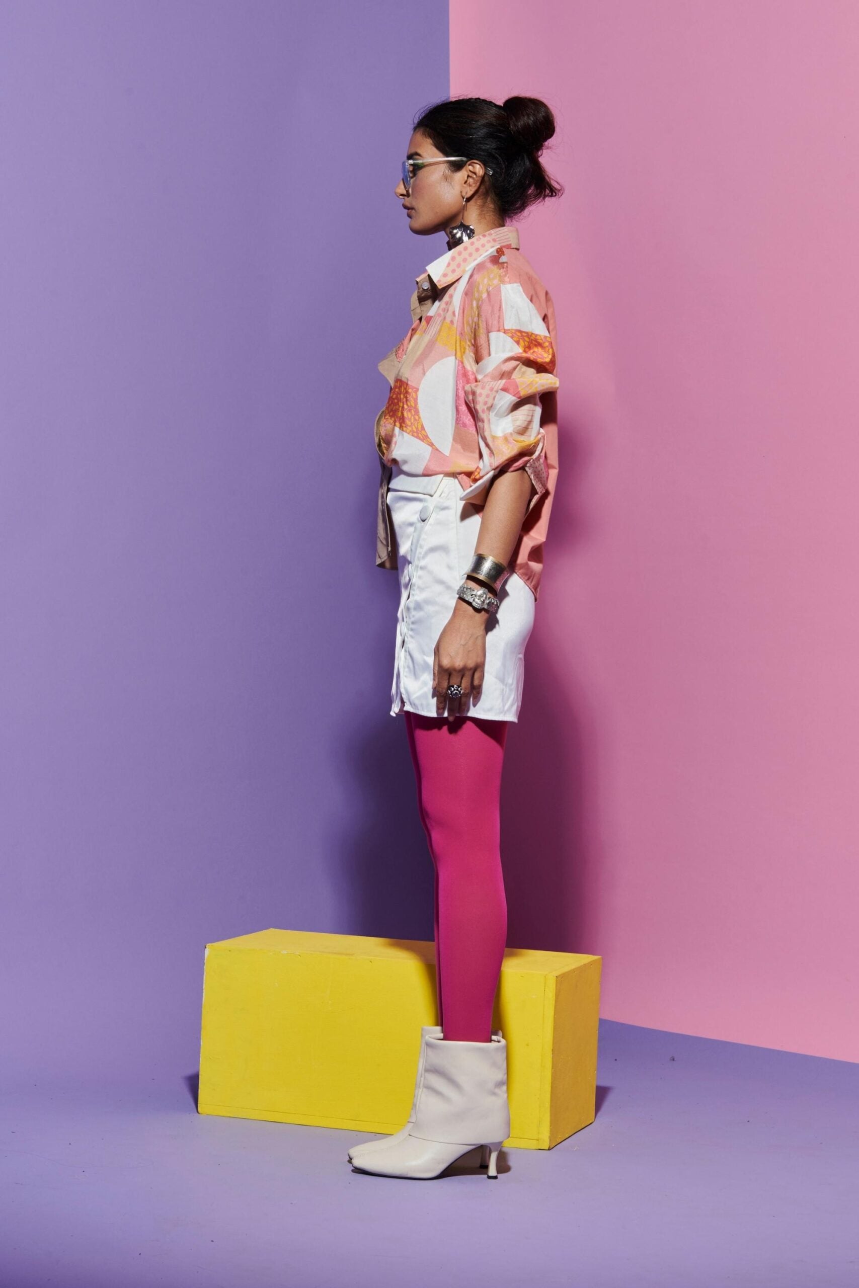 Wavy Placket Shirt in Multicolour & Geometric Print image 1