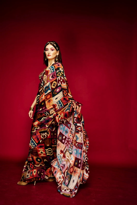 Tribal Maroon Saree image 1