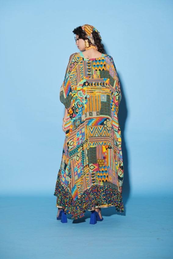 Multi Color Lehenga with Cape and Blouse in Viscose Crepe image 1