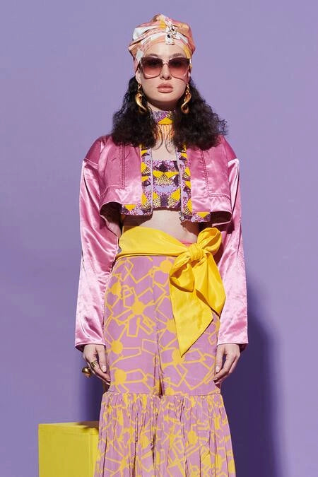 Amoeba Bralette, Embroidered Belt & Lavender Jacket Set image 2