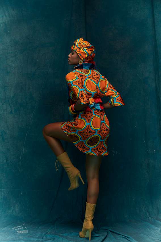 Yellow orange knotted half n half shirt dress image 1