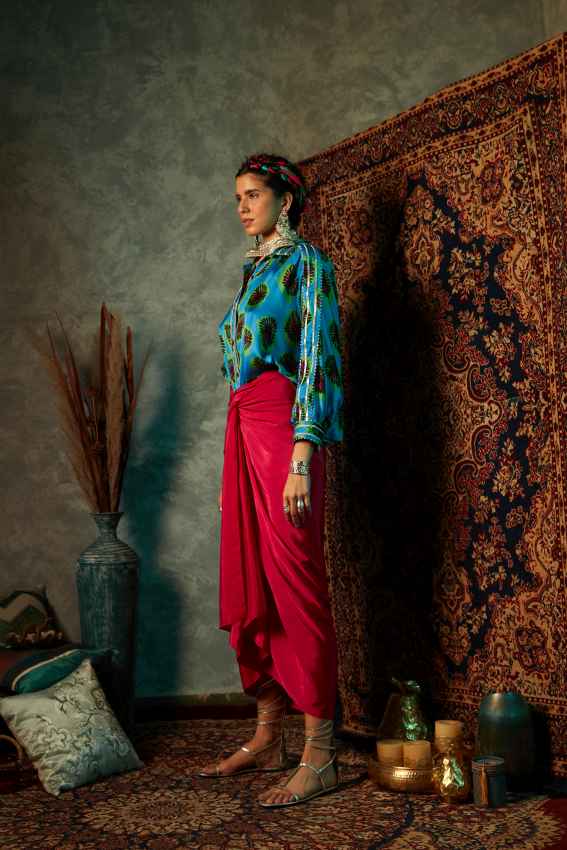 Blue Blotch Oversized Flare Shirt image 1