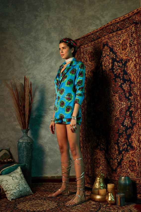 Blue Blotch High Waisted Printed Short image 1