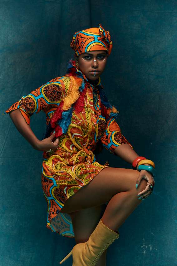 Yellow orange knotted half n half shirt dress image 2