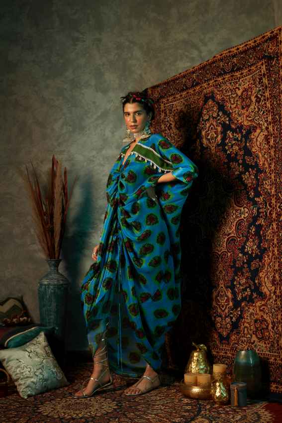 Blue Blotch Drawstring Kaftan image 1
