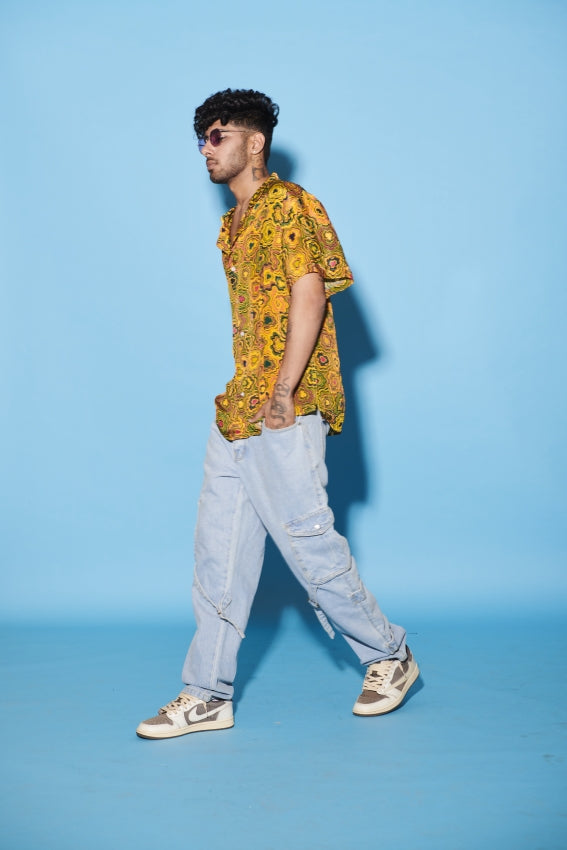 Pinwheel Print Men’s Shirt - Yellow image 1