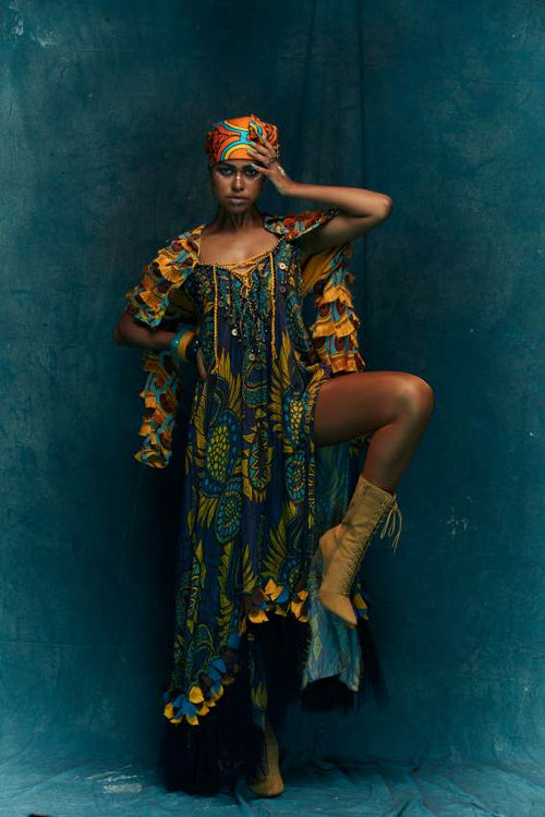 Big blue print maxi image 0